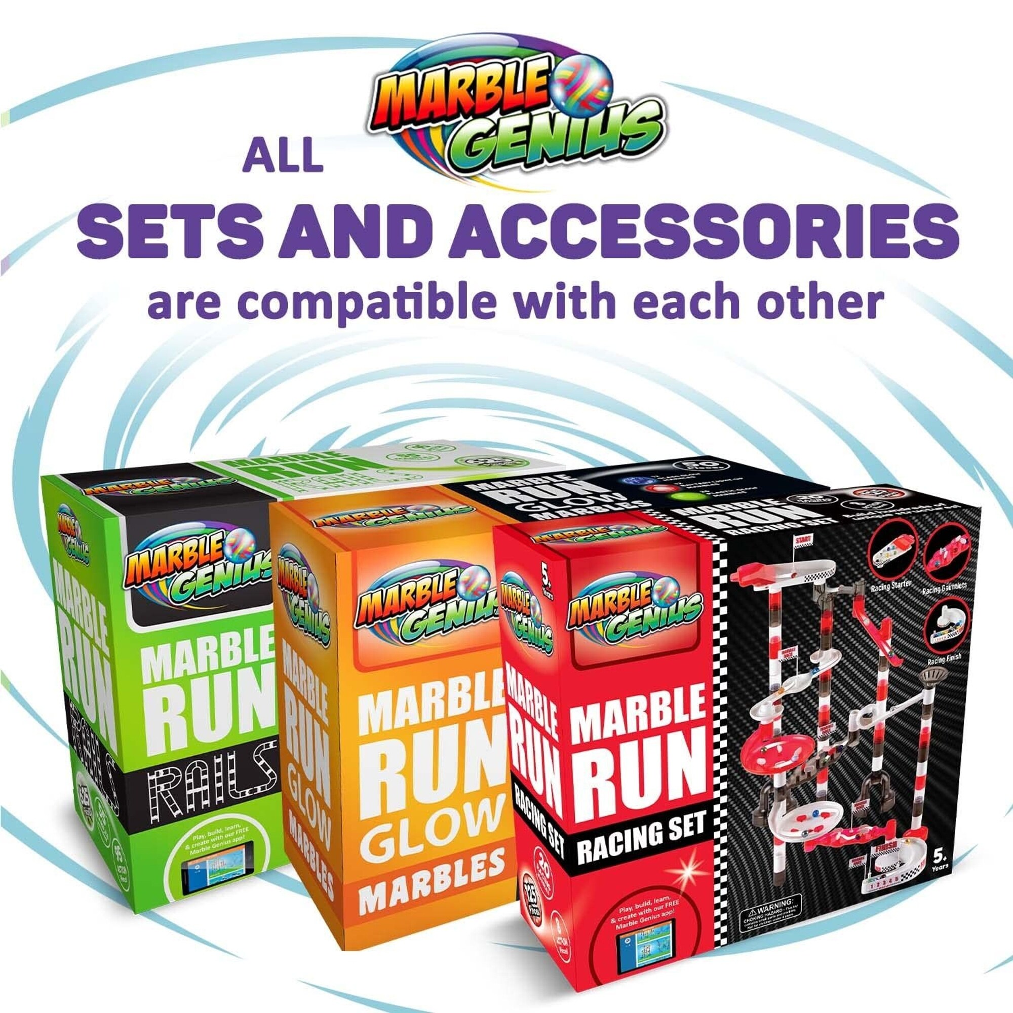 Marble Genius 625-Piece Marble Rails Extreme Set, STEM Toy for